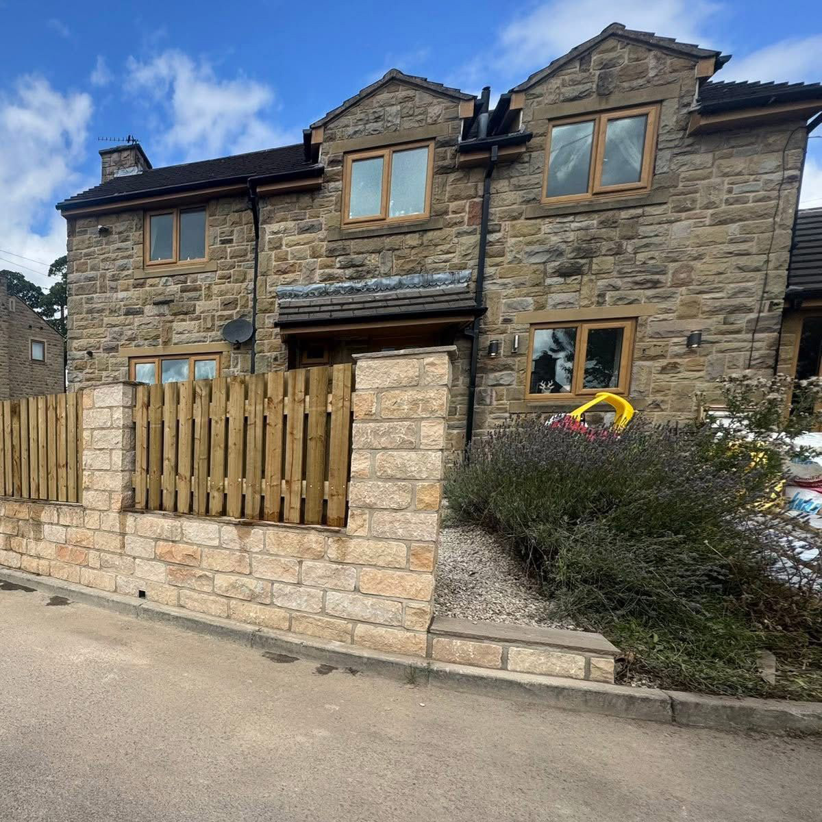 Natural Stone Walling Install Shot